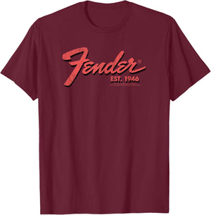 Fender Est. 1946 Classic Centered Logo T-Shirt - T-Shirt | Maroon