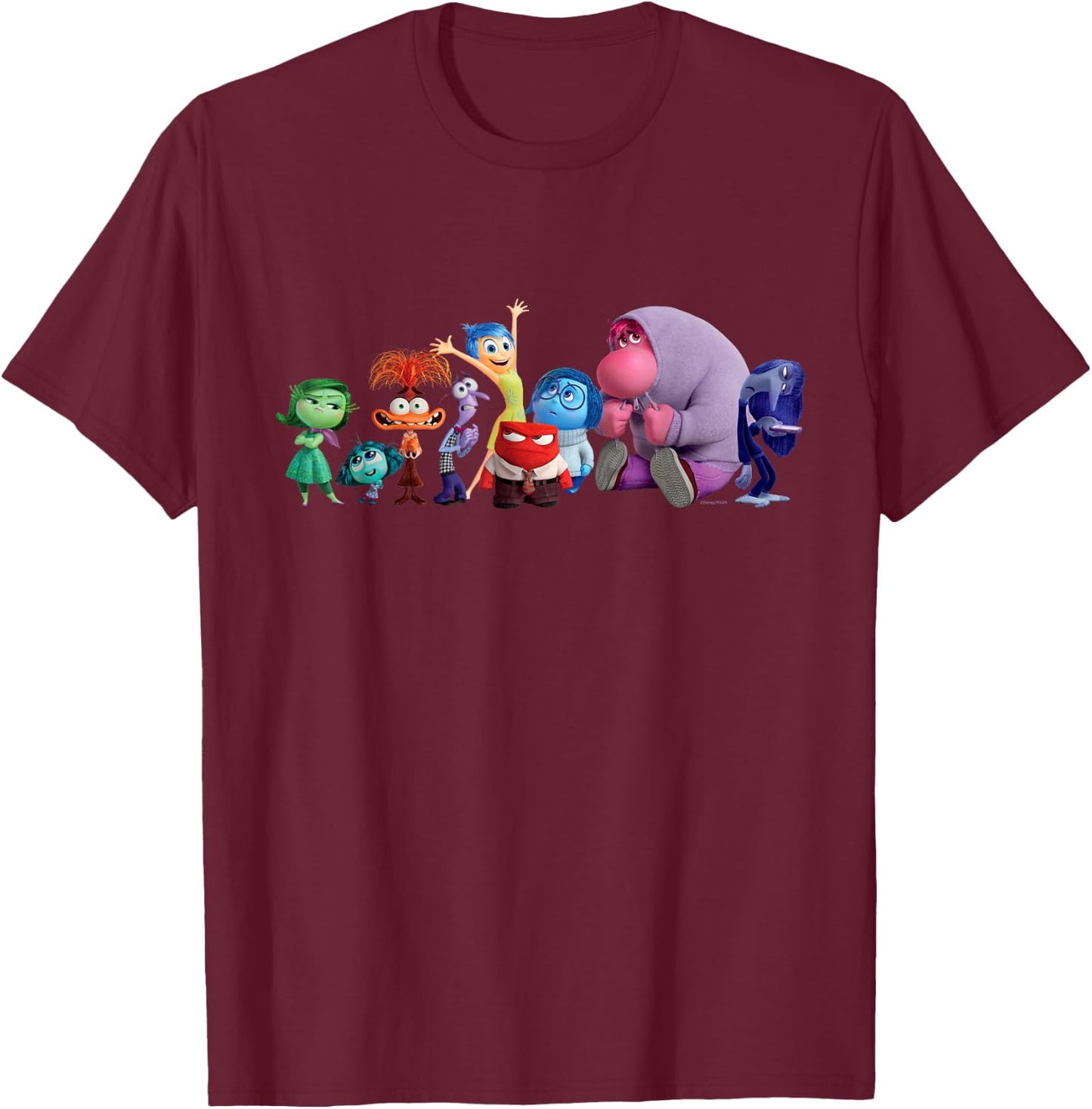 Disney and Pixar’s Inside Out 2 Emotions Group All Together T-Shirt - T-Shirt | Maroon