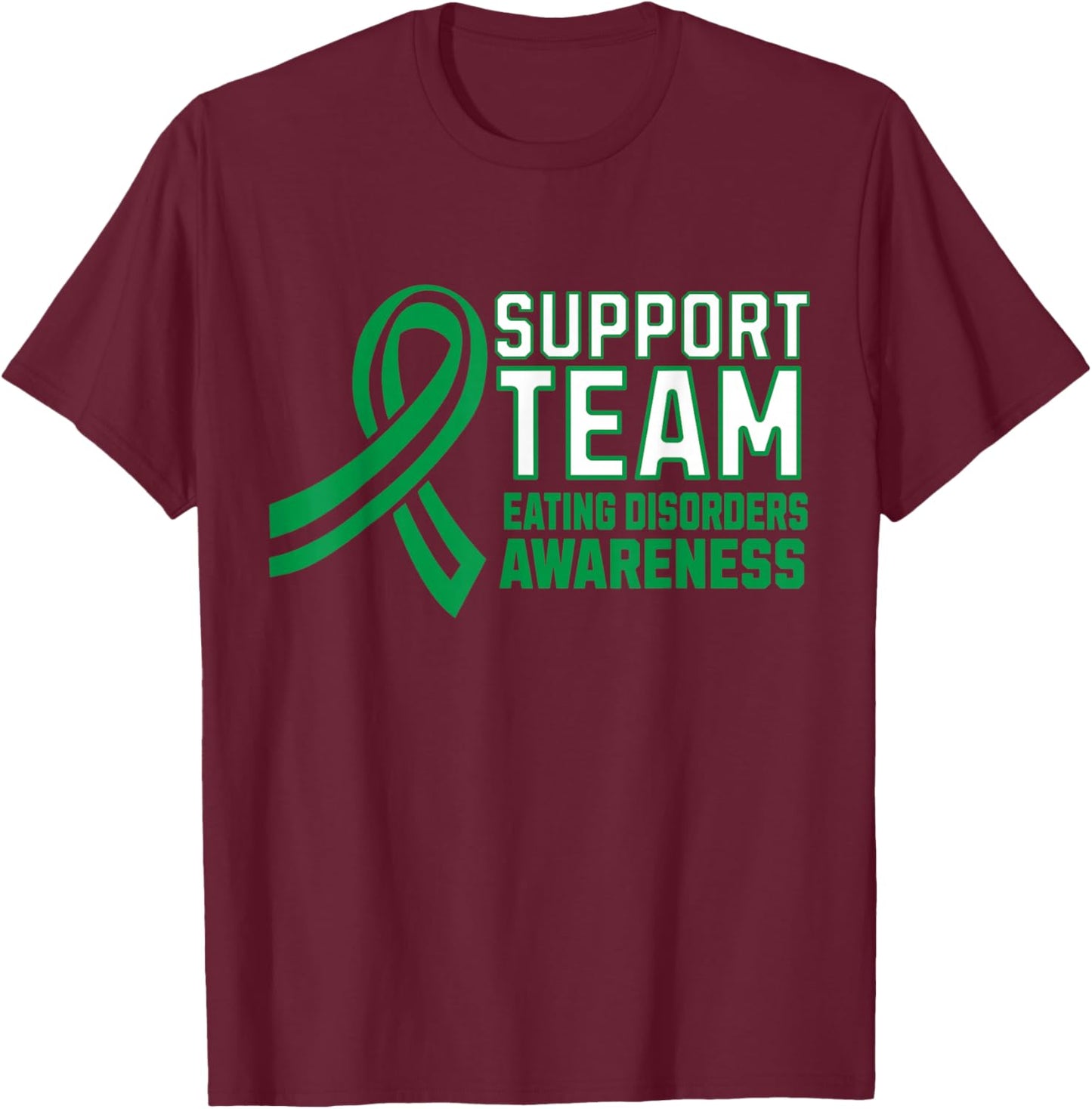 Matching Support Team Eating Disorders Awareness Ribbon T-Shirt - T-Shirt | Maroon