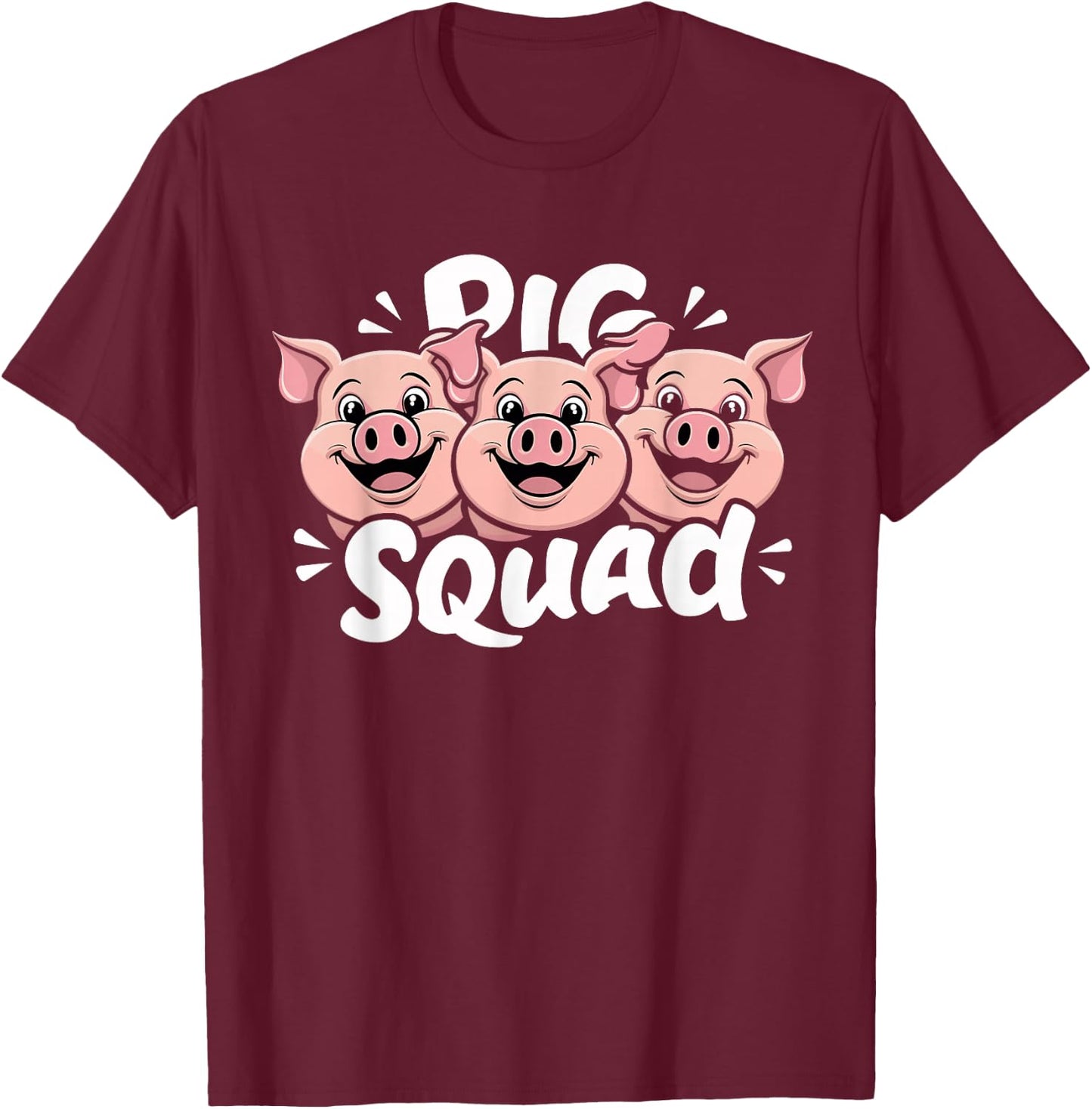 Pig Squad Design for Pig Lover Stuff | Cool Pig T-Shirt - T-Shirt | Maroon