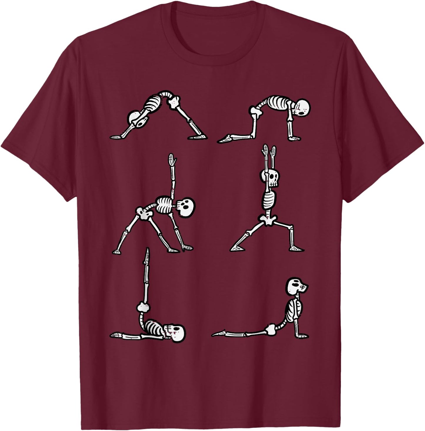 Halloween Yoga Poses Skeleton Asana Yogi Costume Women Men T-Shirt - T-Shirt | Maroon