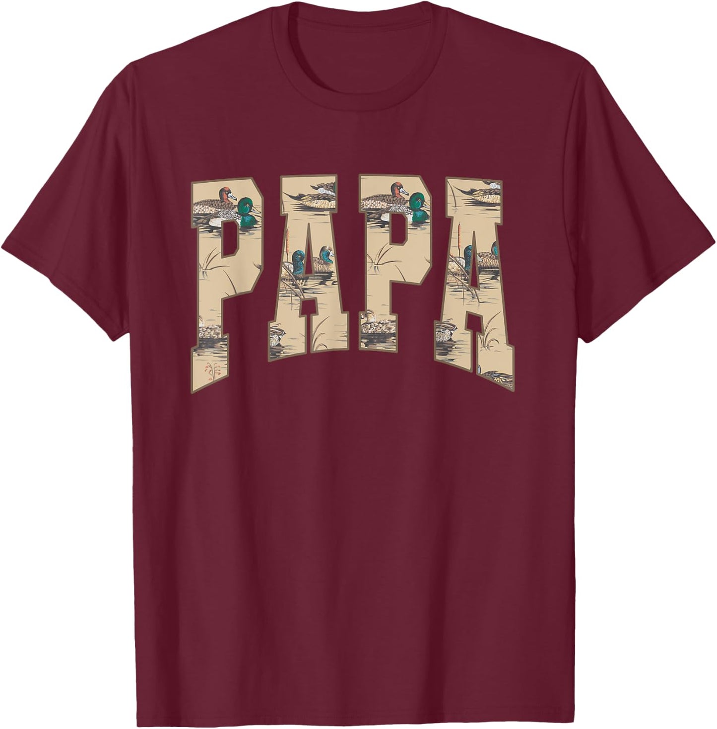 Hunting Papa Duck Camouflage Camo Waterfowl Duck Camo Men T-Shirt - T-Shirt | Maroon