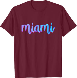Miami Sunset Logo I Love Miami Beach Souvenir Florida T-Shirt - T-Shirt | Maroon