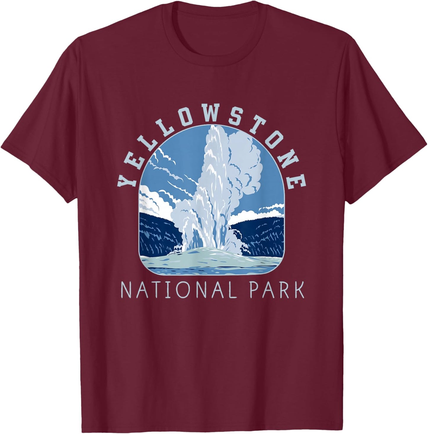 Yellowstone National Park Retro Vintage Old Faithful Gifts T-Shirt - T-Shirt | Maroon