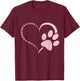 Light Pink Watercolor Dog paw Print Heart Paws Dog Lovers T-Shirt - T-Shirt | Maroon