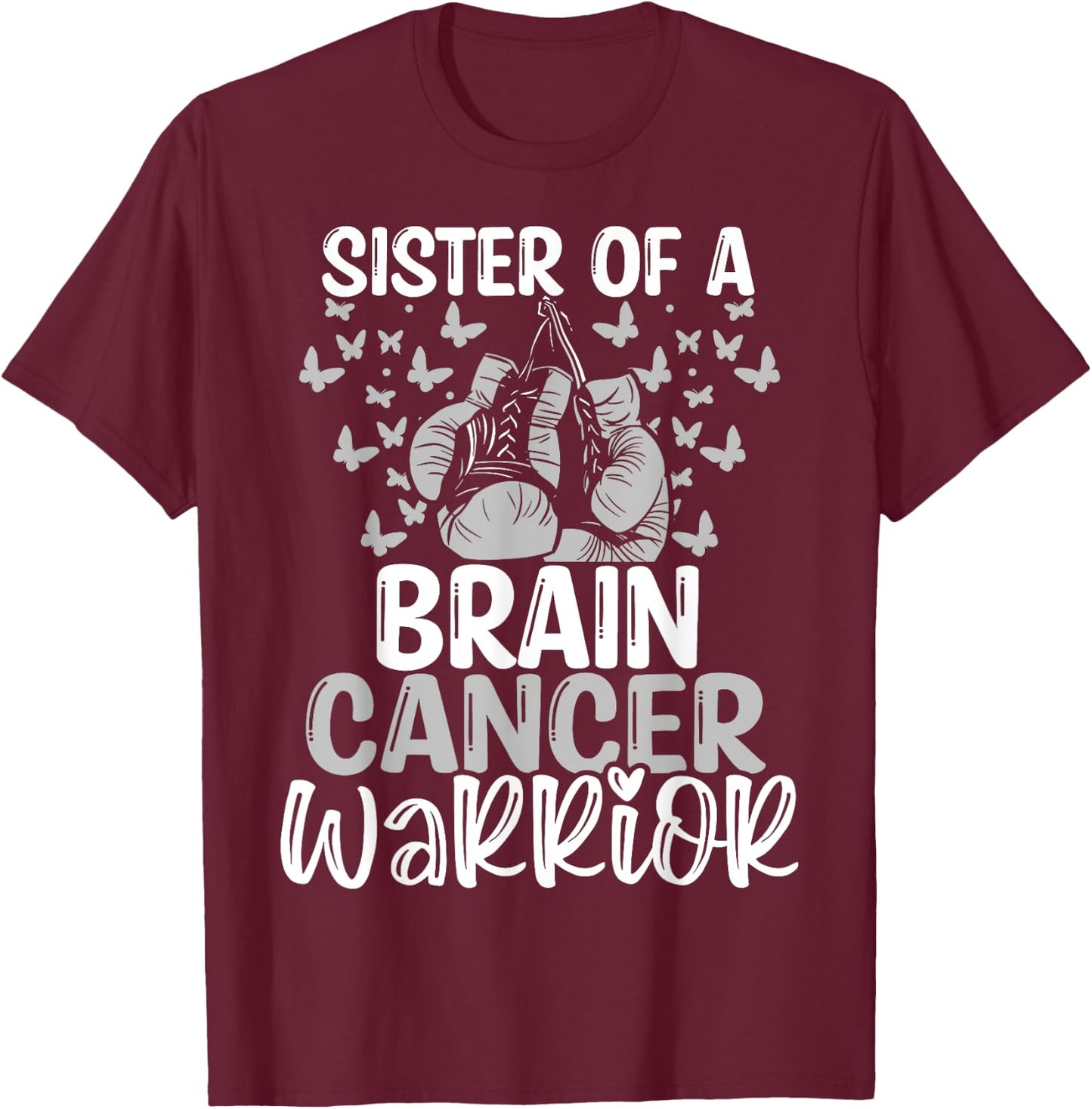 Brain Tumor Awareness Glioblastoma Sister Twins Sibling T-Shirt - T-Shirt | Maroon