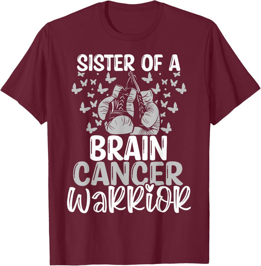 Brain Tumor Awareness Glioblastoma Sister Twins Sibling T-Shirt - T-Shirt | Maroon
