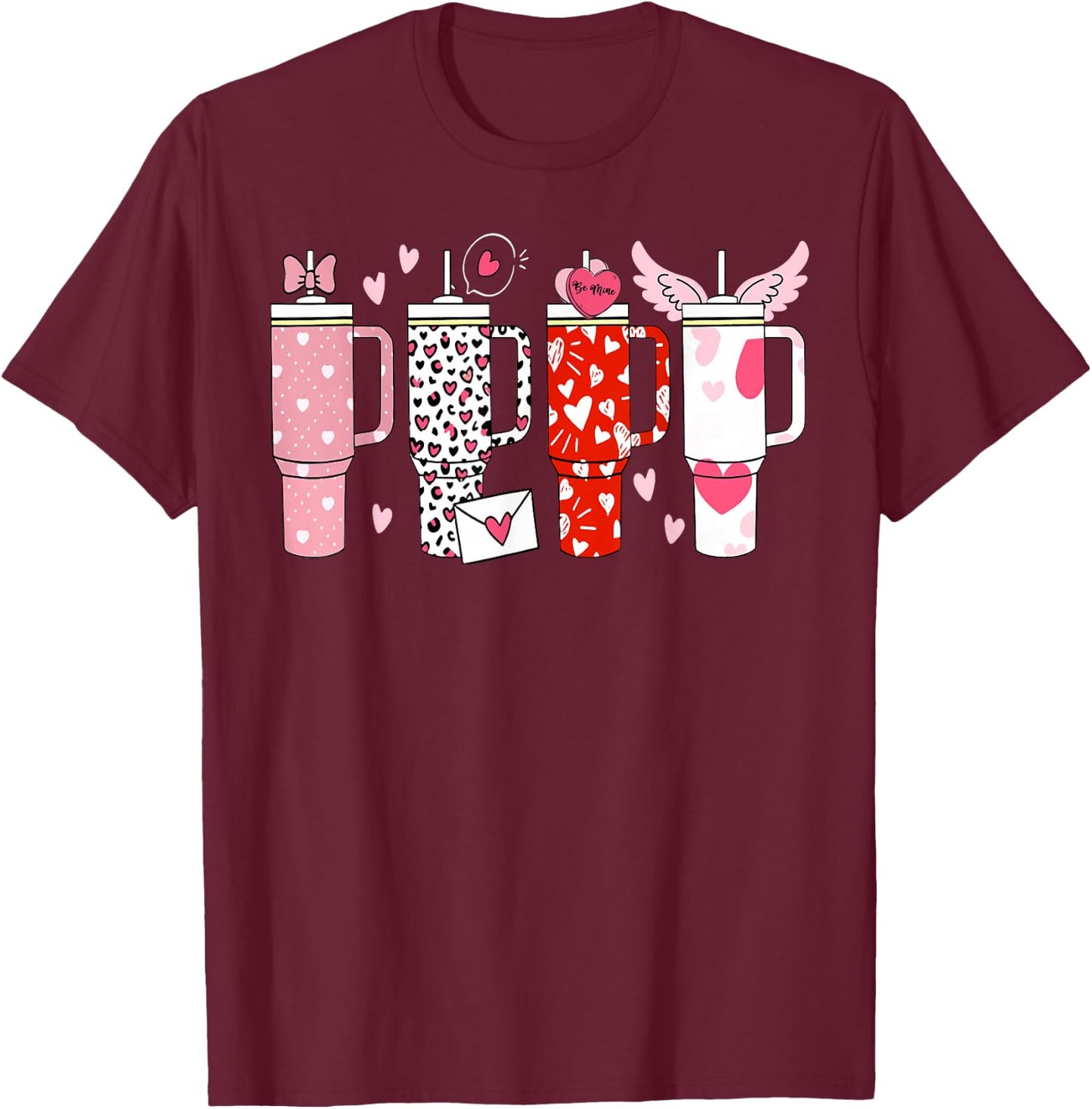 Retro Valentines Candy Heart Tumbler Inspired Girls T-Shirt - T-Shirt | Maroon