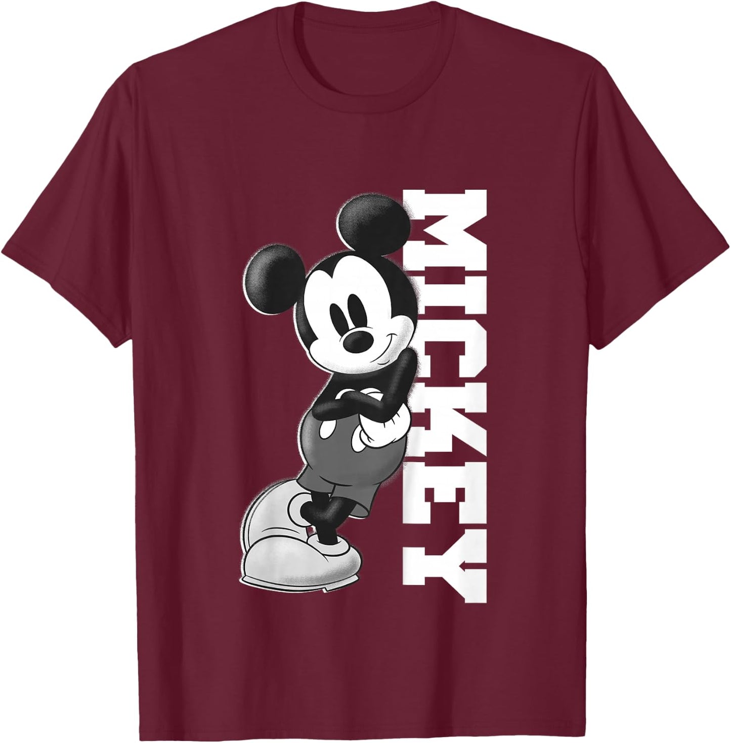 Kids Disney Mickey and Friends Mickey Classic Black & White Logo T-Shirt - T-Shirt | Maroon