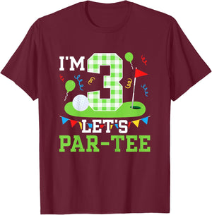 Kids 3rd Birthday Party Golf Boy Three Year Old Golfer T-Shirt - T-Shirt | Maroon