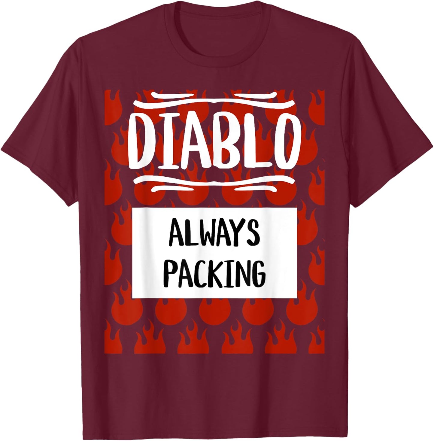 Diablo Hot Sauce Packet Group Halloween Costume Matching T-Shirt - T-Shirt | Maroon