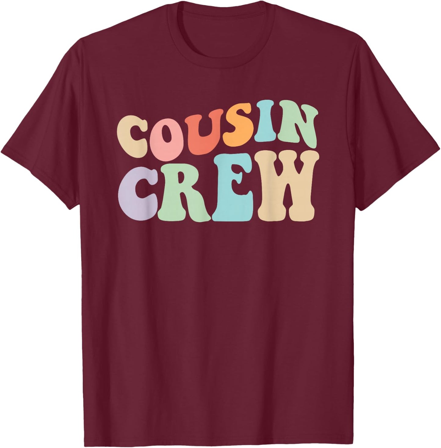 Vintage Cousin Crew : Classic Fit, , Short Sleeve for Casual Trips & Vacations T-Shirt - T-Shirt | Maroon