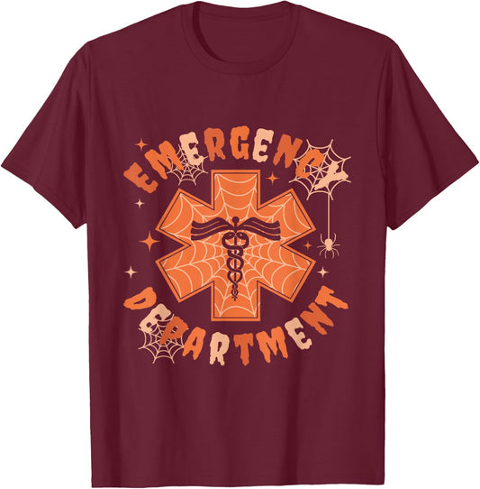 Emergency Department Halloween Emergency Room Nursing Nurse T-Shirt - T-Shirt | Maroon