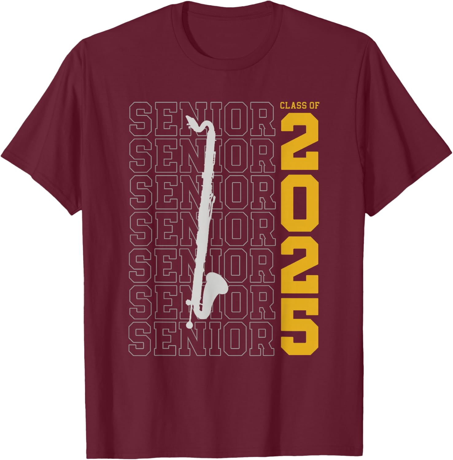 Class of 2025 Senior Bass Clarinet for Bass Clarinetist T-Shirt - T-Shirt | Maroon