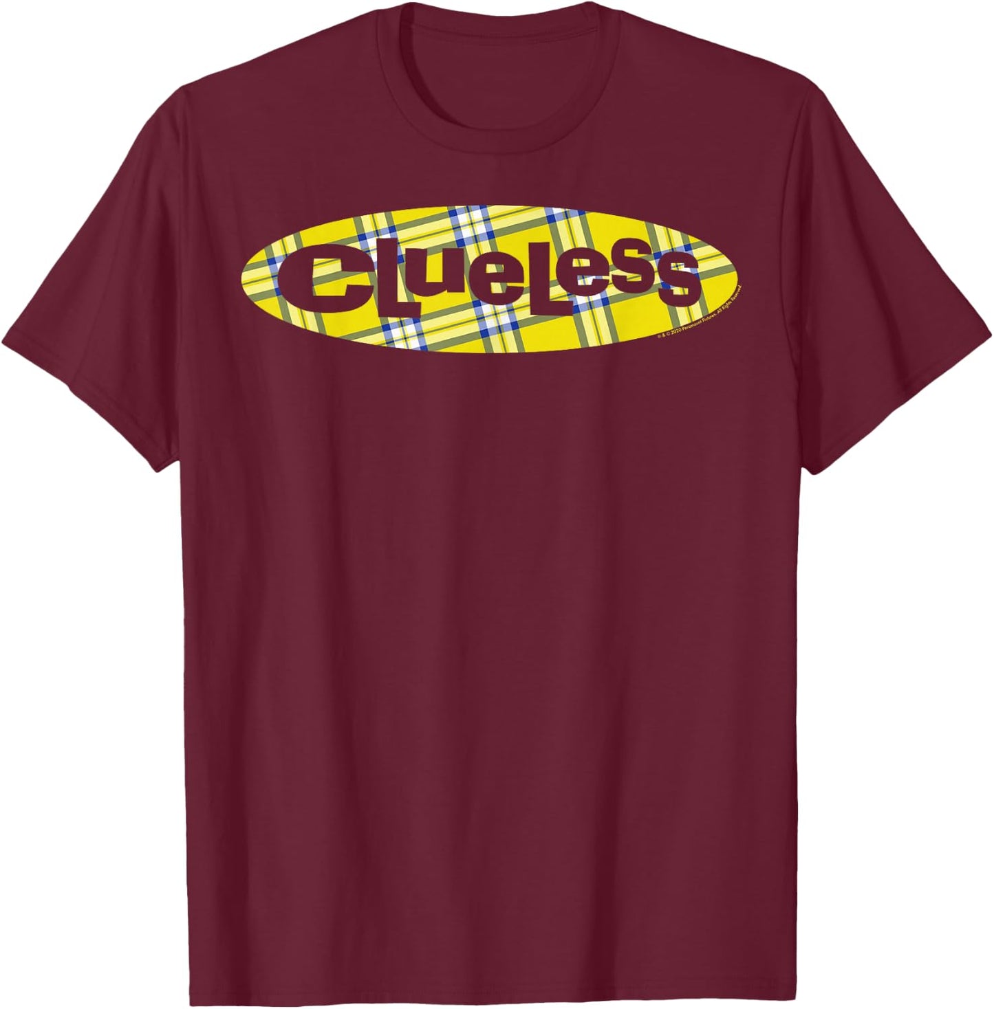 Clueless Plaid Movie Chest Logo T-Shirt - T-Shirt | Maroon