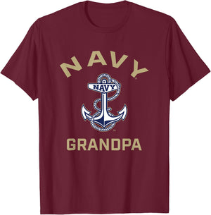 US Naval Academy Navy Midshipmen Arched Grandpa T-Shirt - T-Shirt | Maroon