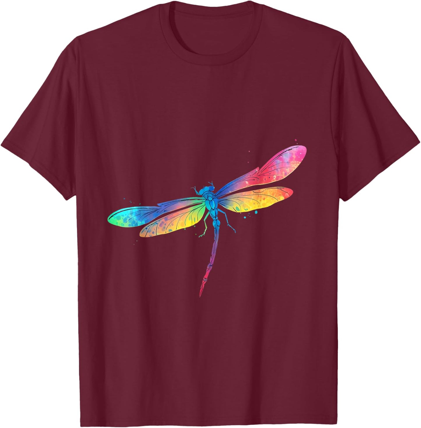 Dragonfly tie dye artwork colorful insect nature-inspired T-Shirt - T-Shirt | Maroon