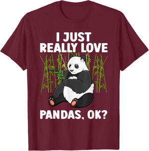 Panda Art Women Animal Giant Panda Bear Panda Lover T-Shirt - T-Shirt | Maroon