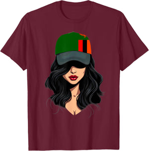 Patriotic Zambian Girl Zambia Flag T-Shirt - T-Shirt | Maroon