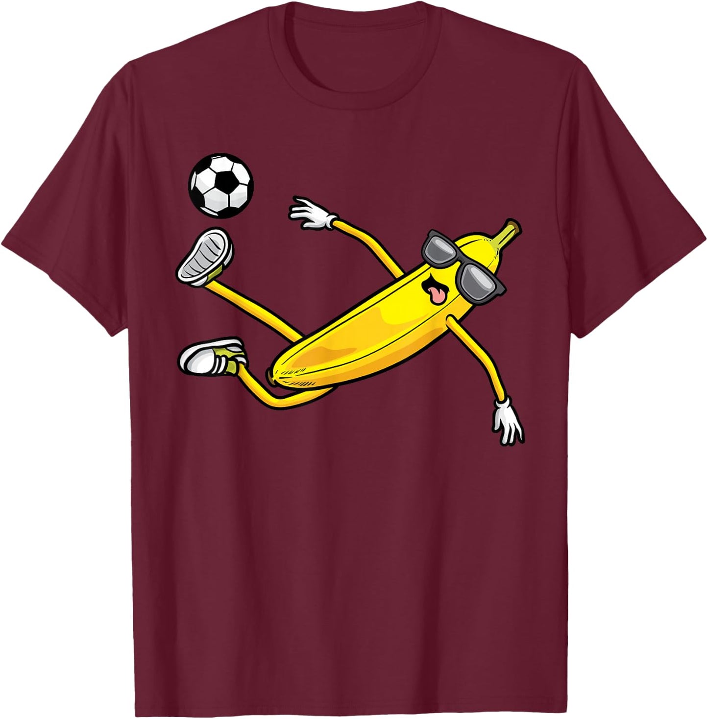 Banana Playing Soccer Fruit Soccer Player T-Shirt - T-Shirt | Maroon