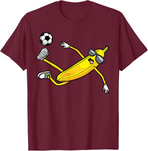 Banana Playing Soccer Fruit Soccer Player T-Shirt - T-Shirt | Maroon