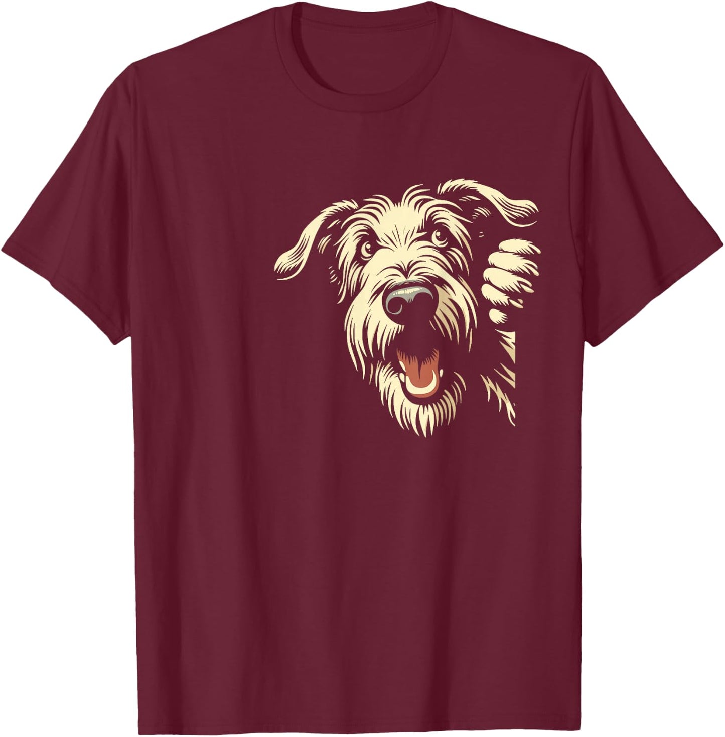 Funny Irish Wolfhound Peeking Dog Graphic Design T-Shirt - T-Shirt | Maroon