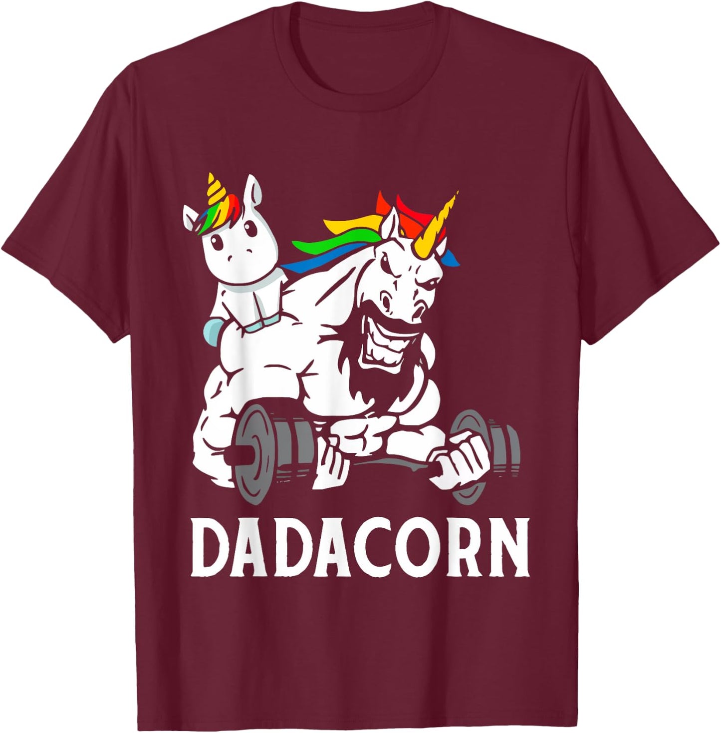Fathers Day Gift Unicorn Dad Shirt Funny Dadacorn Men T-Shirt - T-Shirt | Maroon