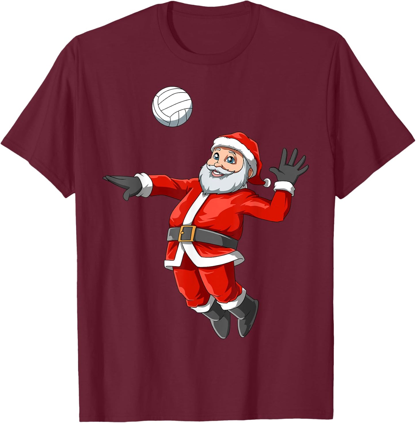Santa Volleyball Christmas Santa Playing Volleyball Santa T-Shirt - T-Shirt | Maroon