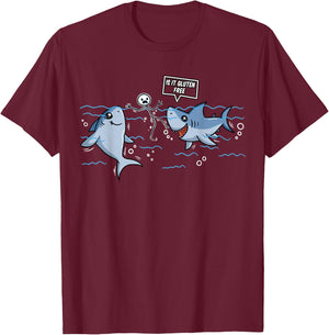 Gluten Free Shark Gift Celiac Disease T-Shirt - T-Shirt | Maroon