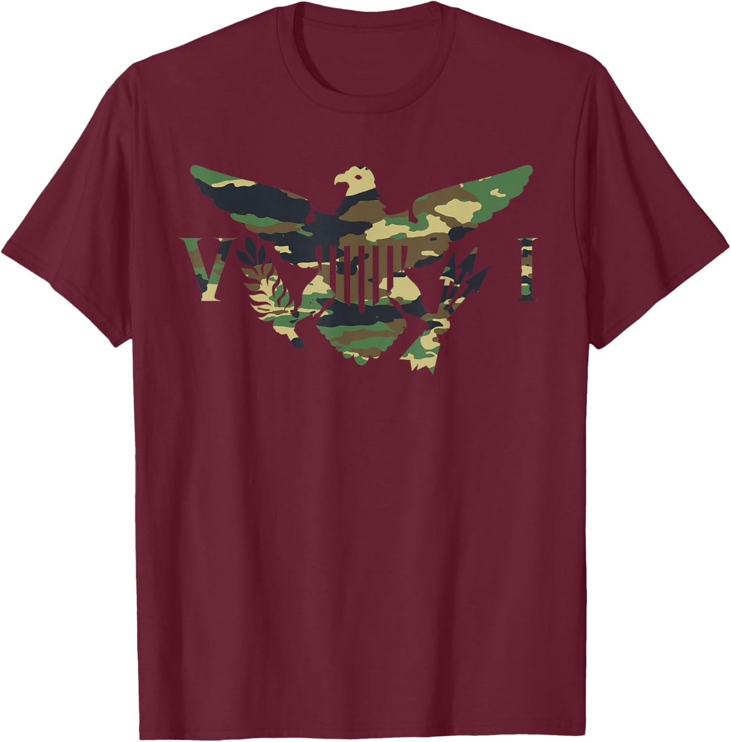 Virgin Islands Army Camo Flag T-Shirt - T-Shirt | Maroon