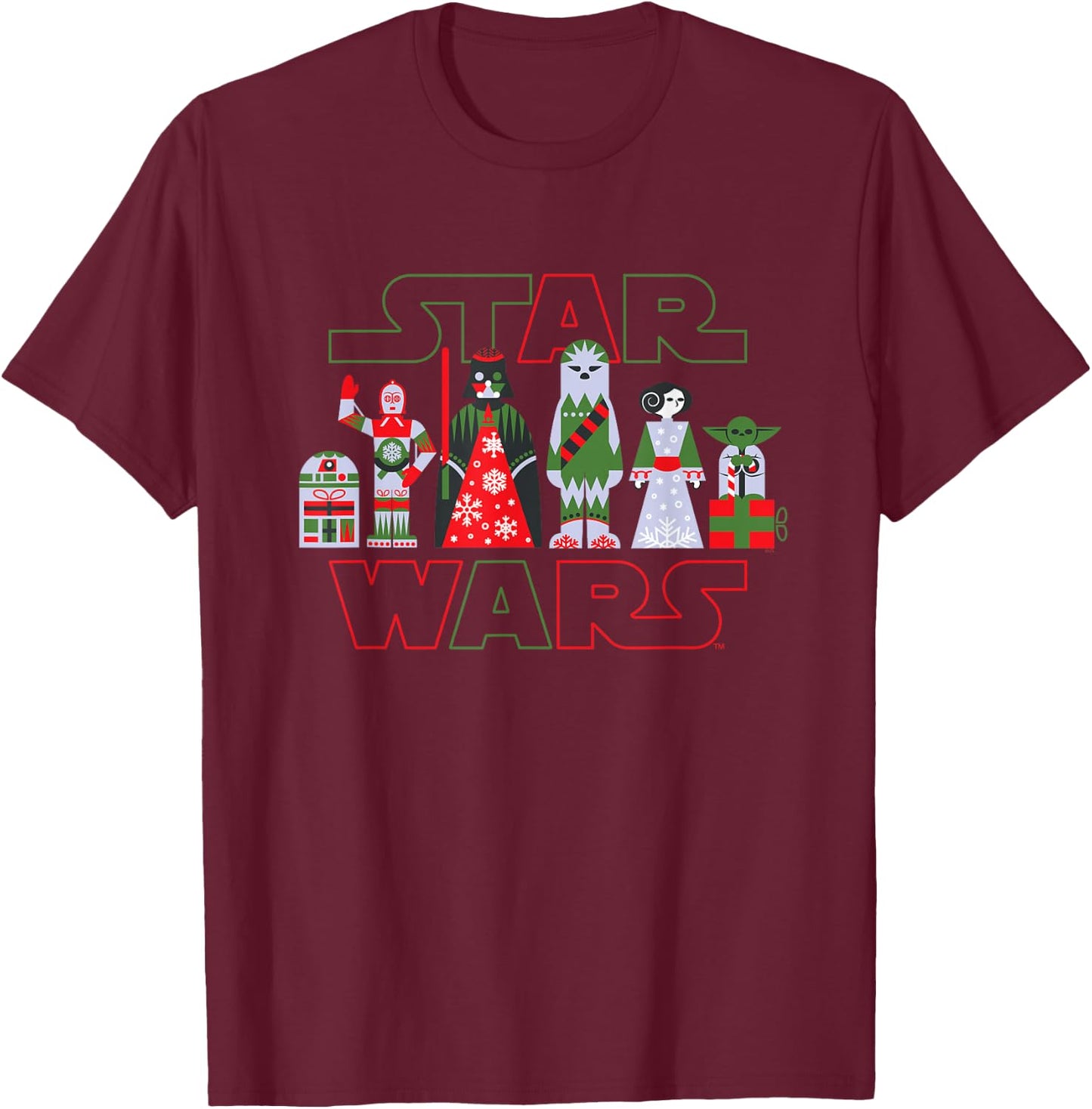 Star Wars Holiday Galactically Festive Christmas Logo T-Shirt - T-Shirt | Maroon