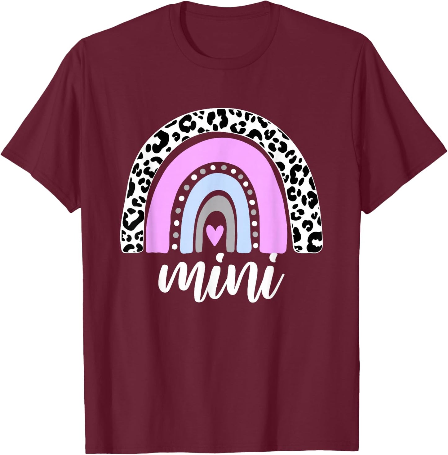 Mini Rainbow Leopard Mum Blessed Mum & Mini Matching T-Shirt - T-Shirt | Maroon