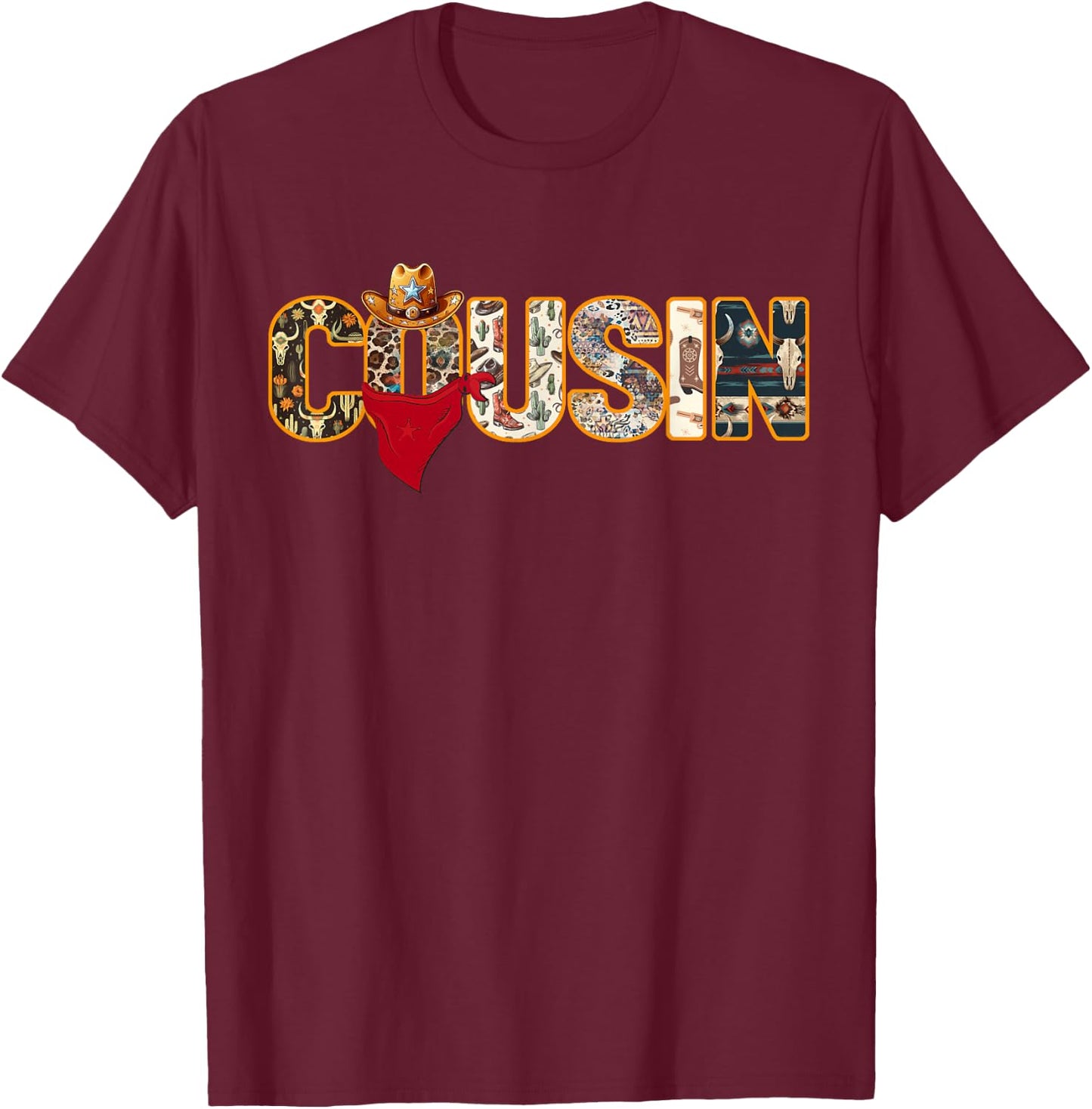 Cousin Of The Birthday Boy Western Rodeo Family Matching T-Shirt - T-Shirt | Maroon