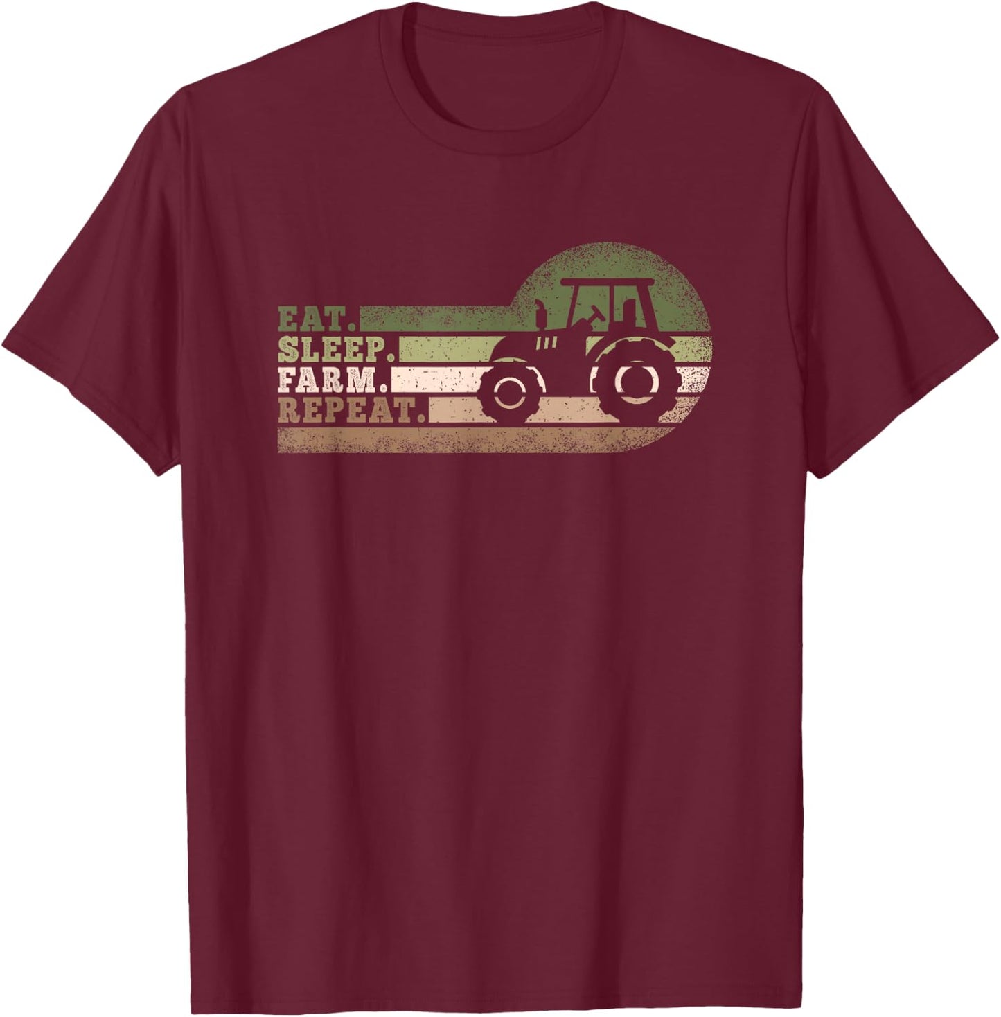 Eat Sleep Farm Repeat Tractor Funny Farming Men Women Kids T-Shirt - T-Shirt | Maroon