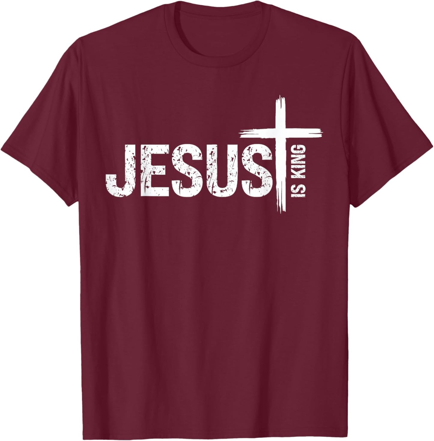 Christian Cross God Loves You Religious Jesus is King T-Shirt - T-Shirt | Maroon