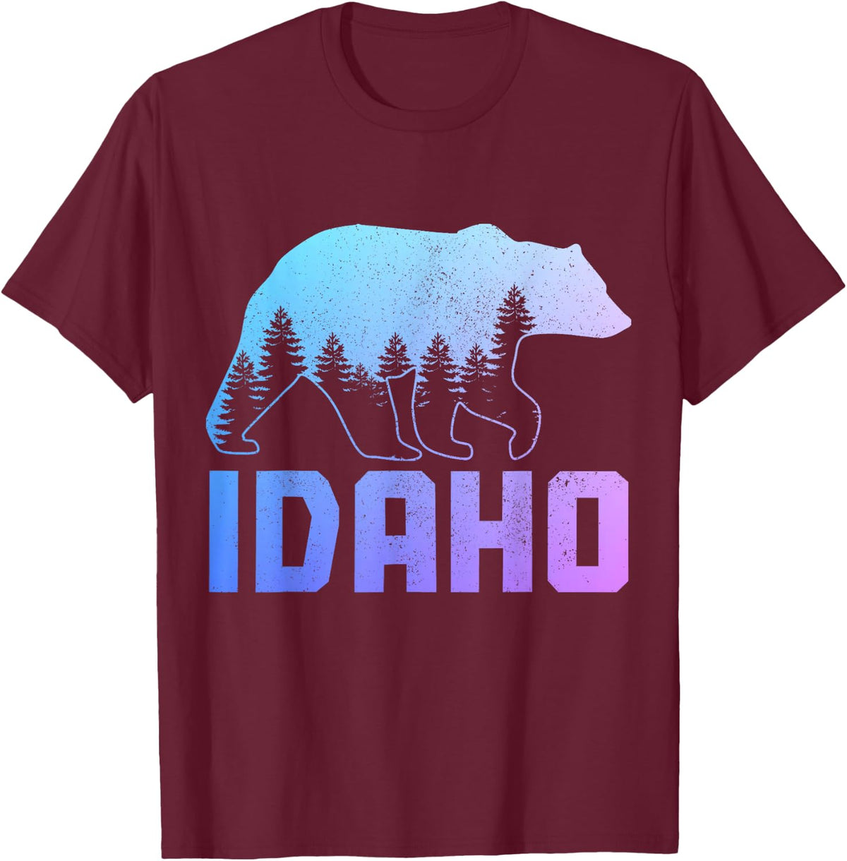 Idaho Bear Grizzly Pride Outdoor Hiking Nature Vintage T-Shirt - T-Shirt | Maroon
