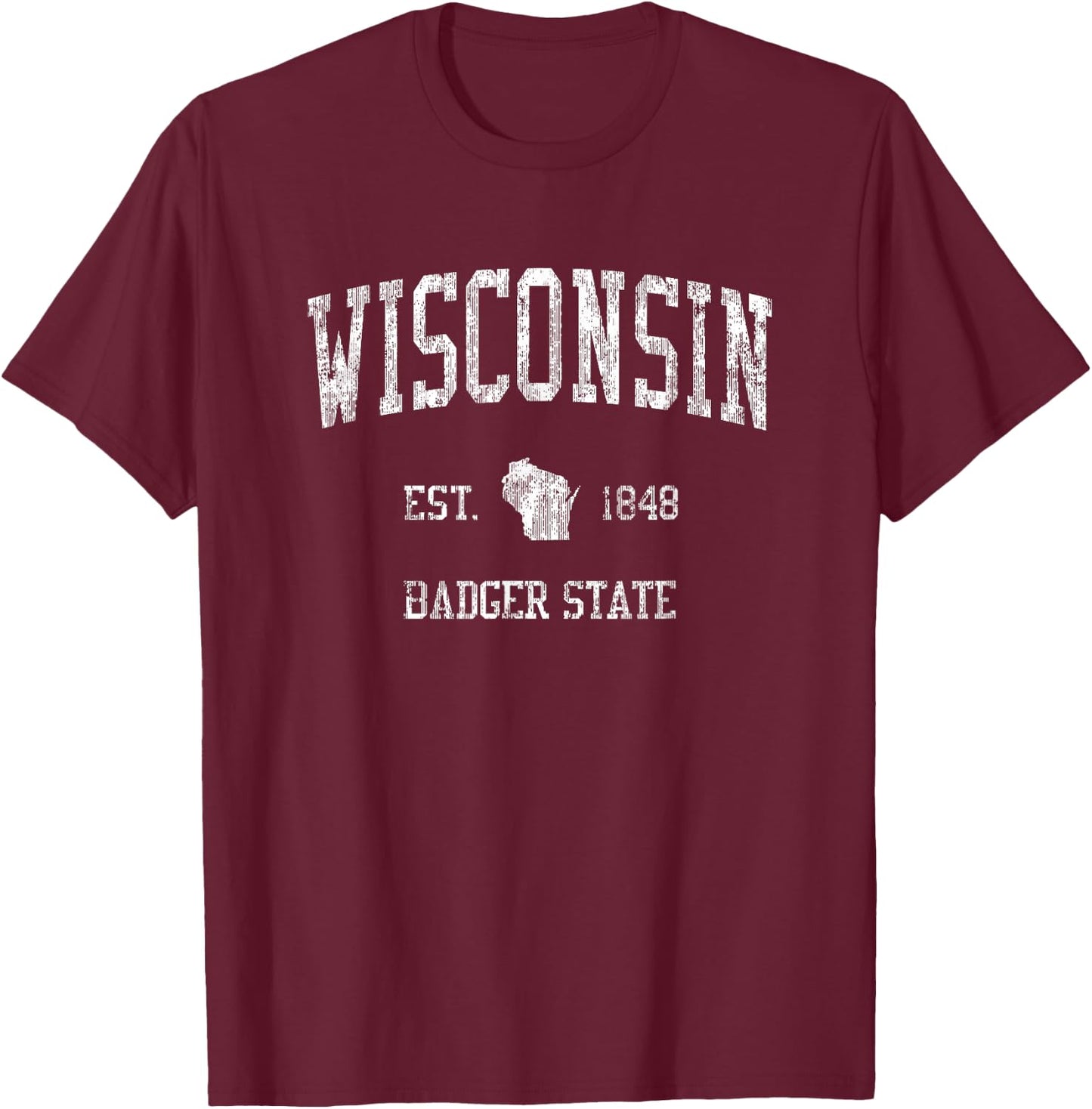 Wisconsin Vintage Sports Design Wisconsinan WI T-Shirt - T-Shirt | Maroon