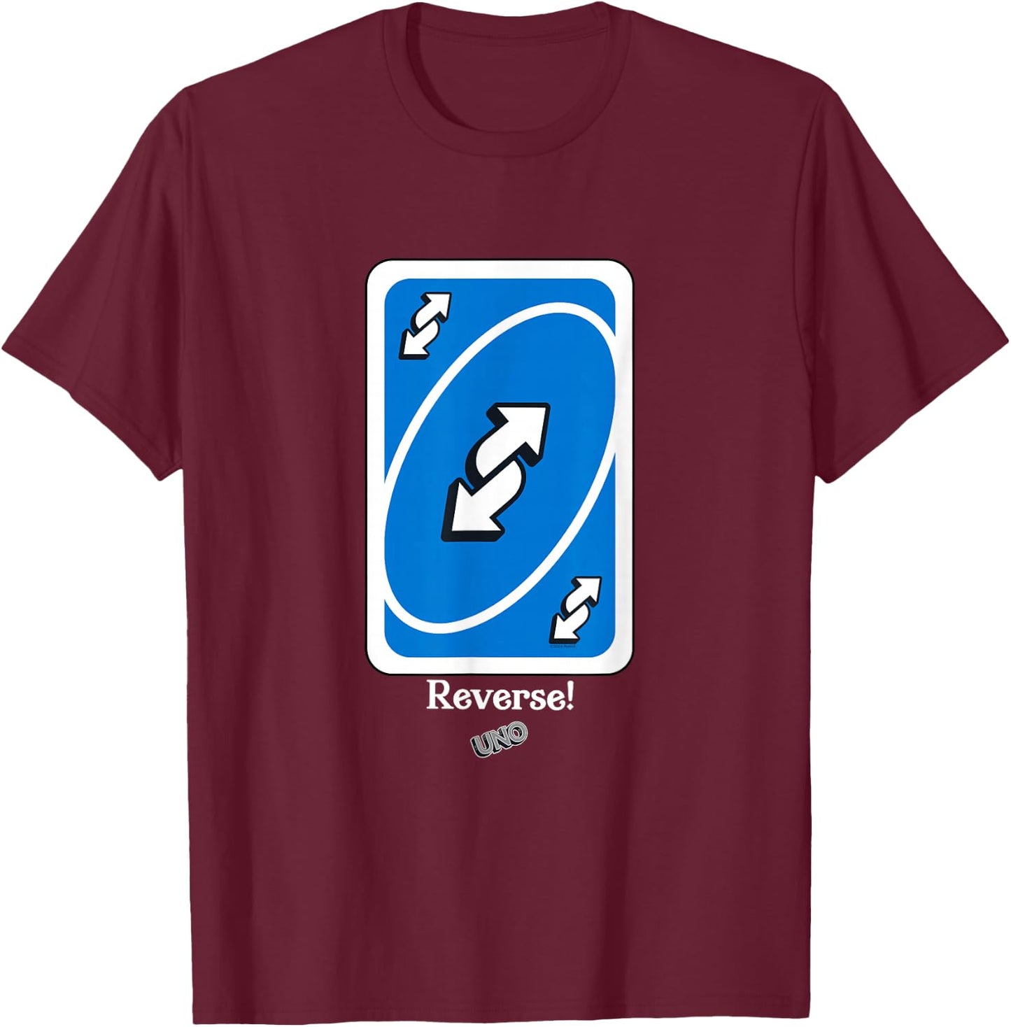 UNO - Blue Reverse Card T-Shirt - T-Shirt | Maroon