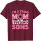 I'm a Proud Mom of Five Awesome Sons Funny Mother's Day T-Shirt - T-Shirt | Maroon