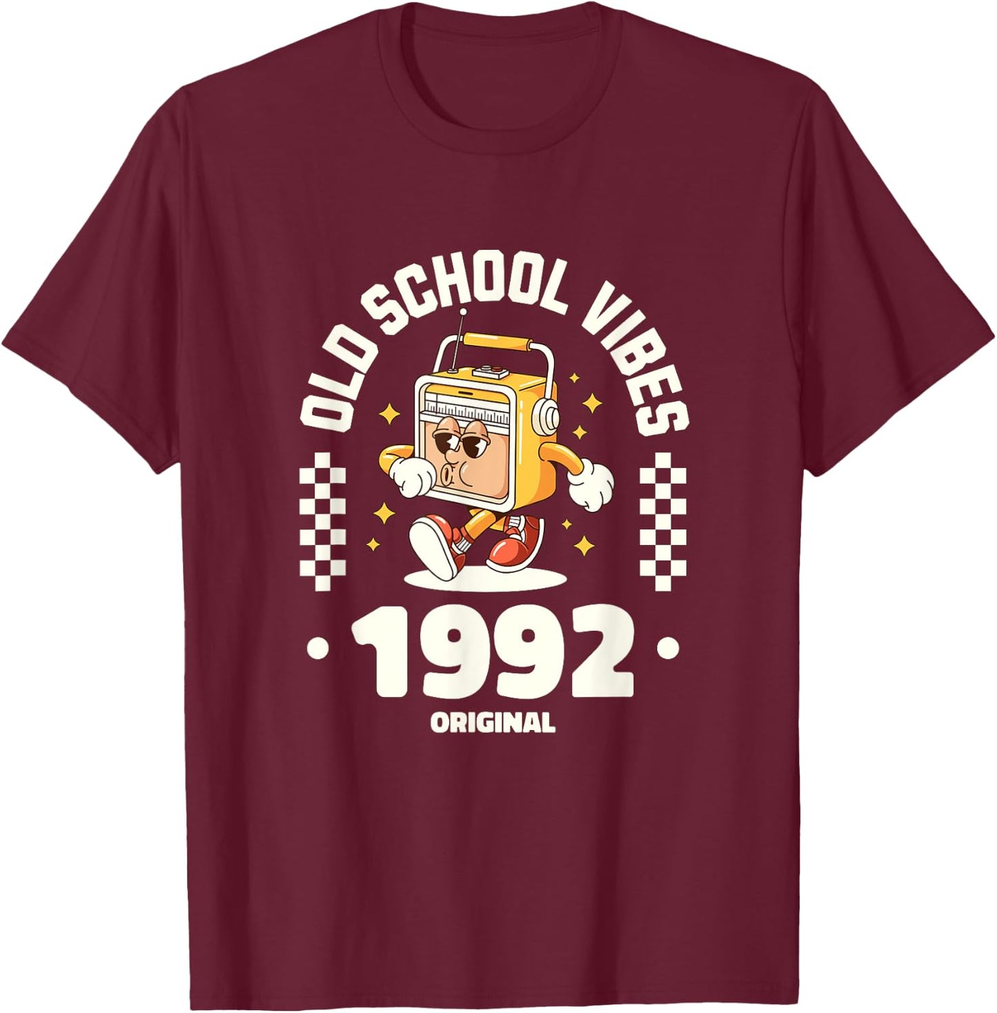 Retro 1992 Old School - Vibes Graphic T-Shirt - T-Shirt | Maroon