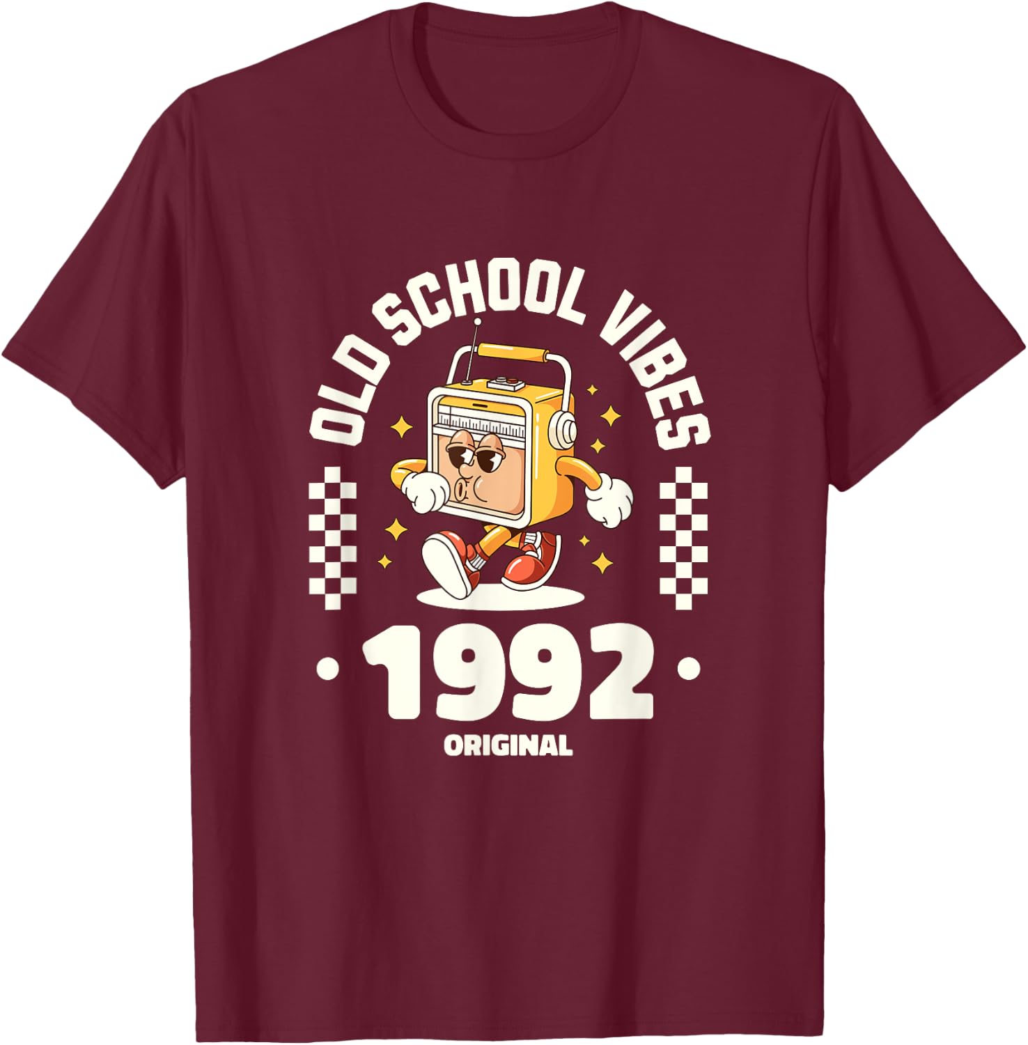 Retro 1992 Old School - Vibes Graphic T-Shirt - T-Shirt | Maroon