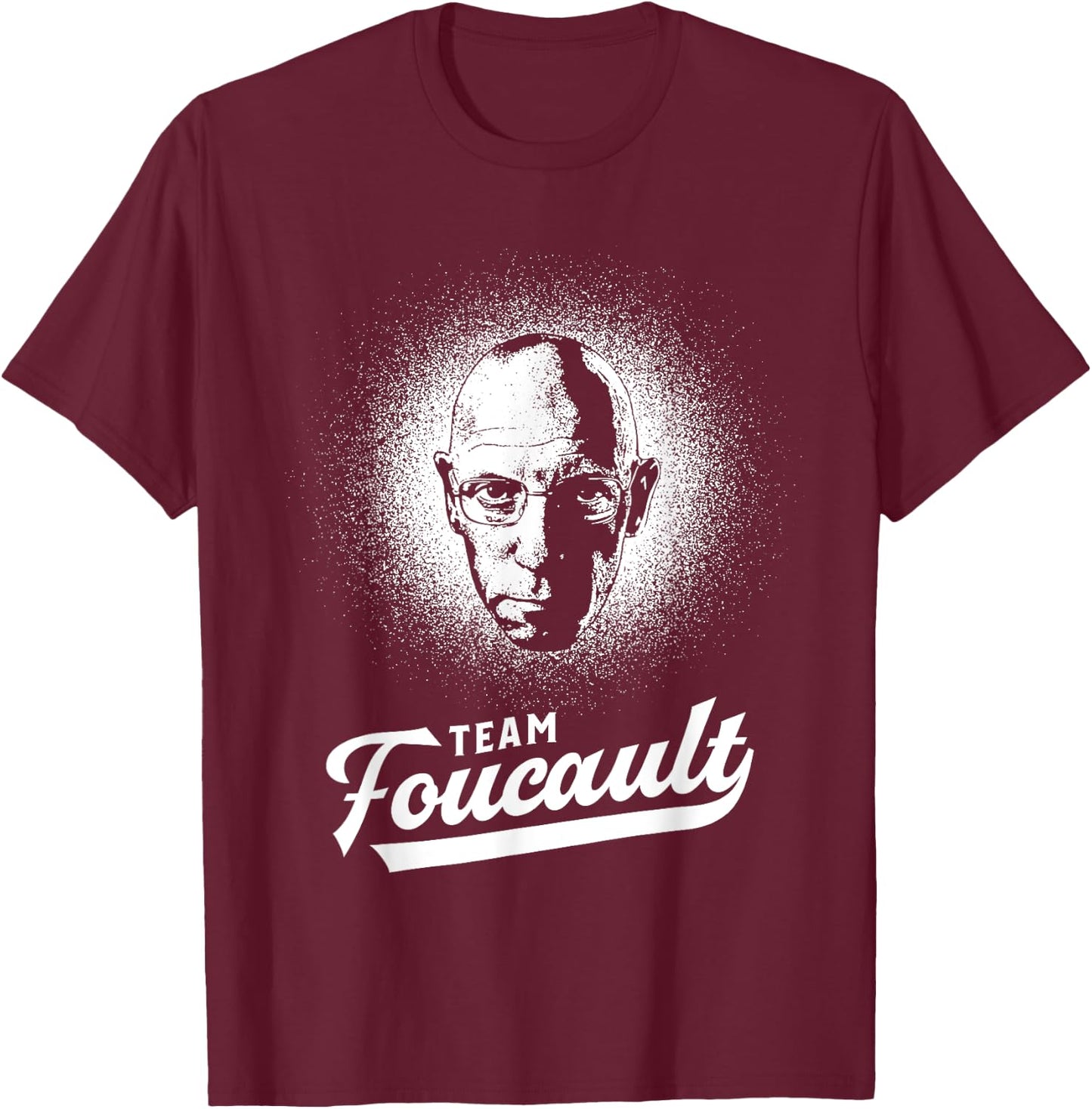 Team Foucault - Philosophy Retro Portrait T-Shirt - T-Shirt | Maroon