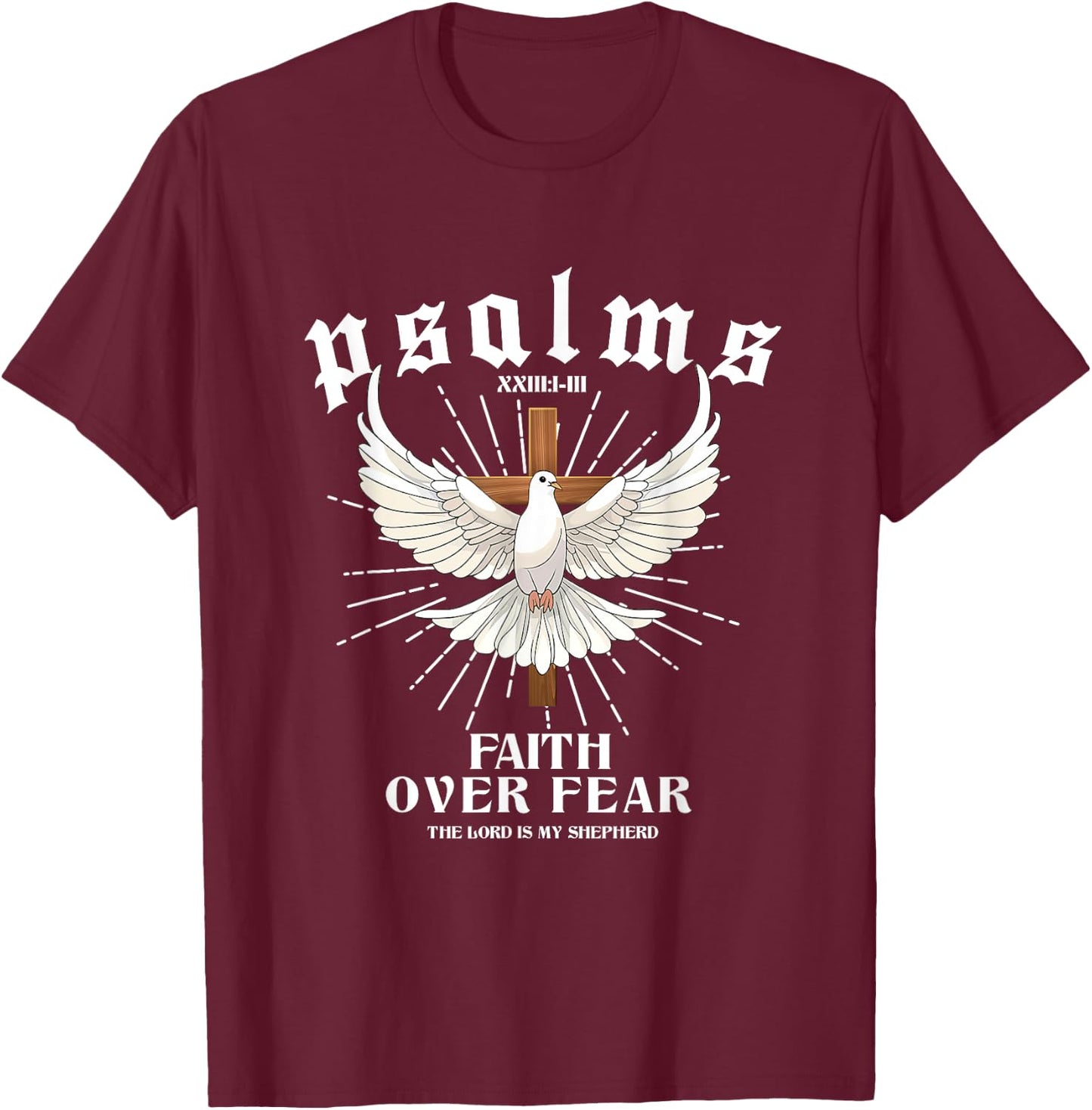 Vintage Faith Over Fear Bible Verse Aesthetic Christian T-Shirt - T-Shirt | Maroon