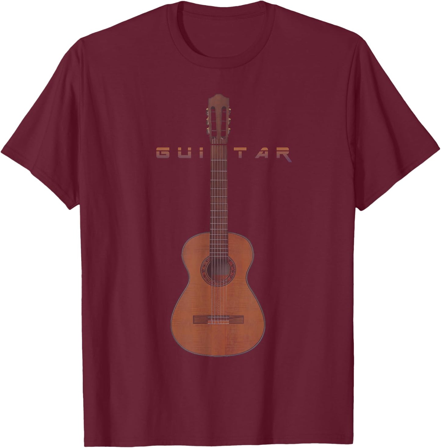Acoustic Guitar, Guitarist, Guitar Player, Guitar Art Lover T-Shirt - T-Shirt | Maroon