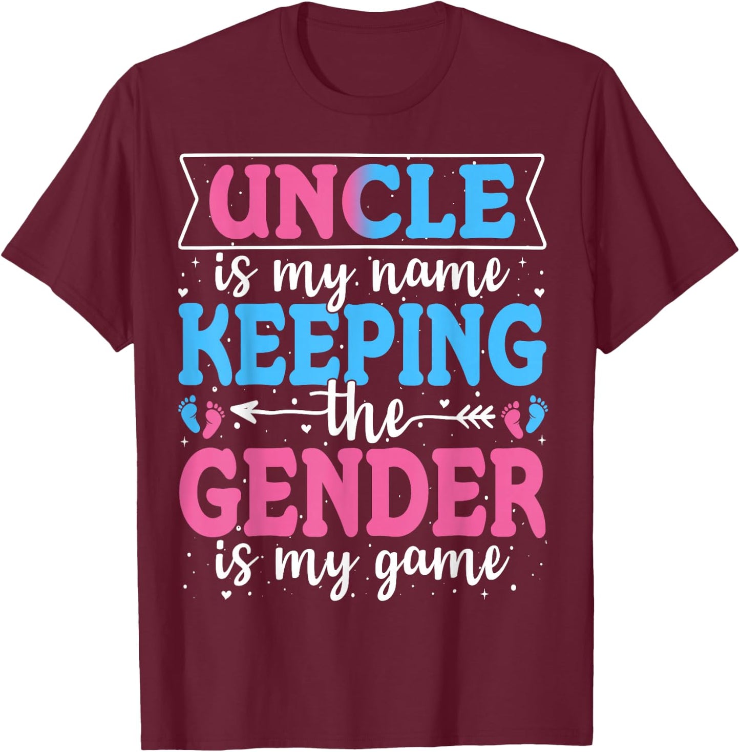 Keeper Of The Gender Uncle Baby Announcement Family Party T-Shirt - T-Shirt | Maroon
