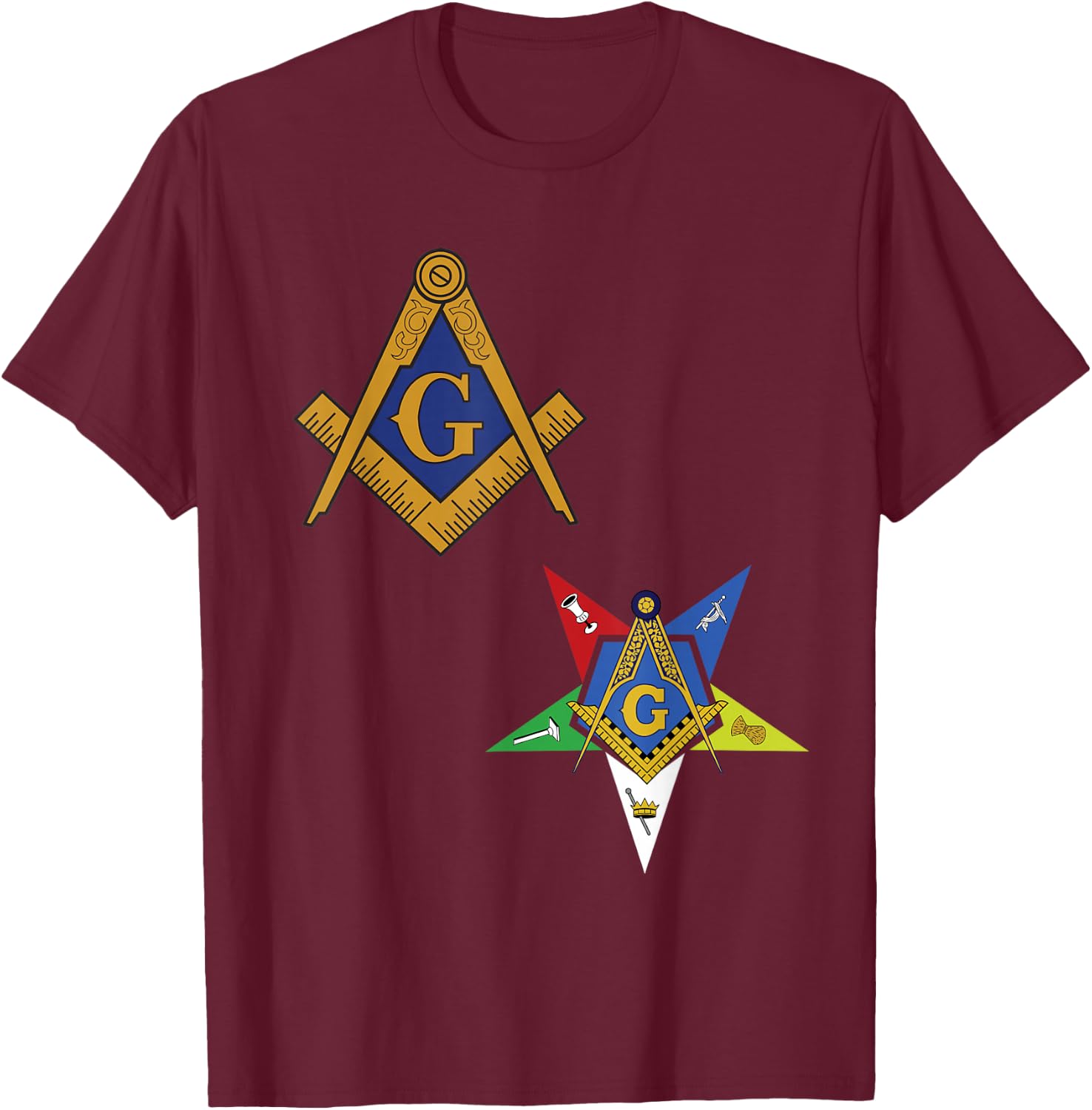 Mason Worthy Patron Split OES Masonic Order Eastern Star T-Shirt - T-Shirt | Maroon