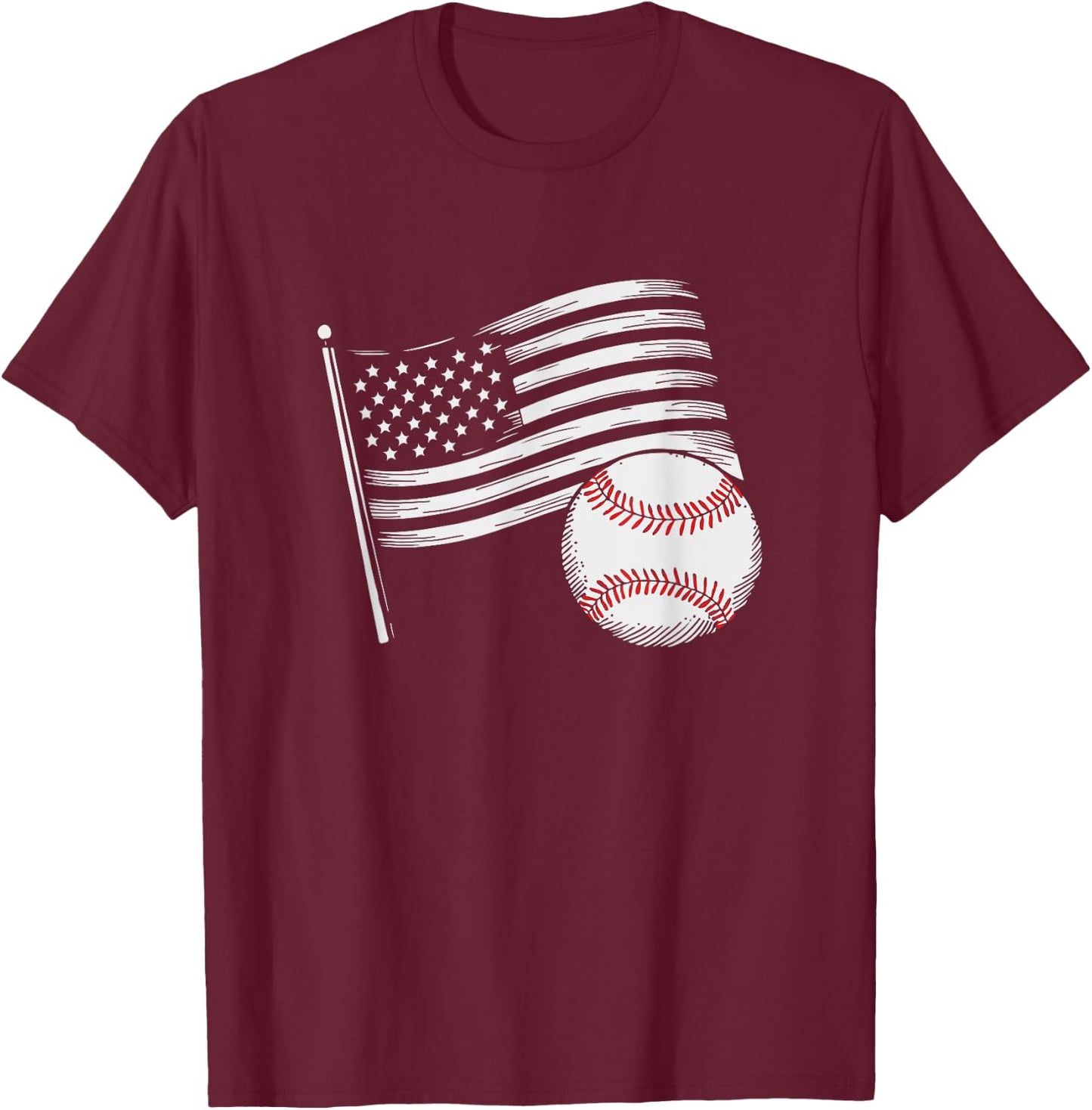 US American Flag Vintage Baseball Flag 4th Of July Kids Men T-Shirt - T-Shirt | Maroon