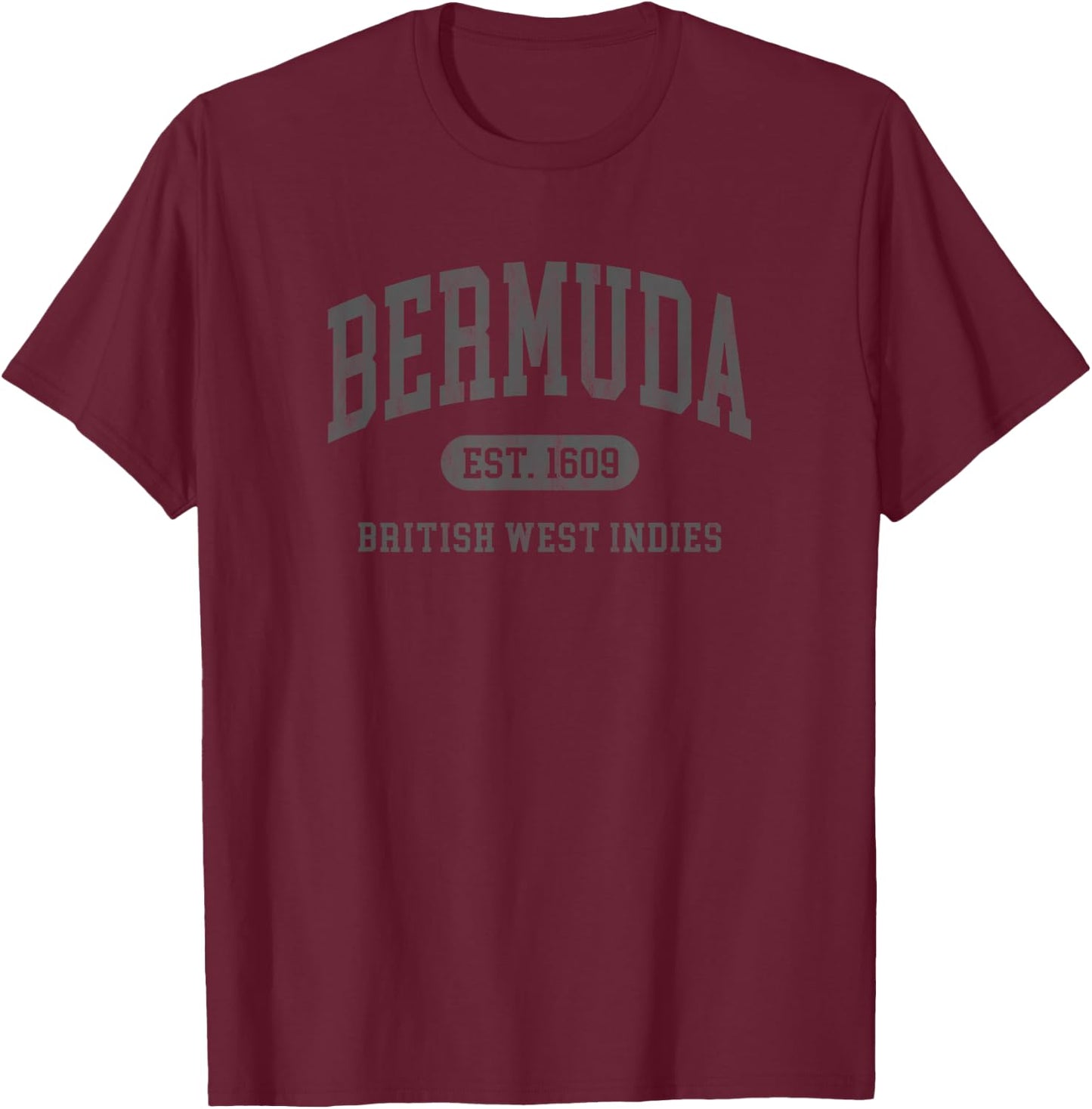 Vintage Bermuda Established 1609 Retro Souvenir T-Shirt - T-Shirt | Maroon
