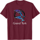 Grand Turk Tribal Dolphin Design Retro Souvenir T-Shirt - T-Shirt | Maroon