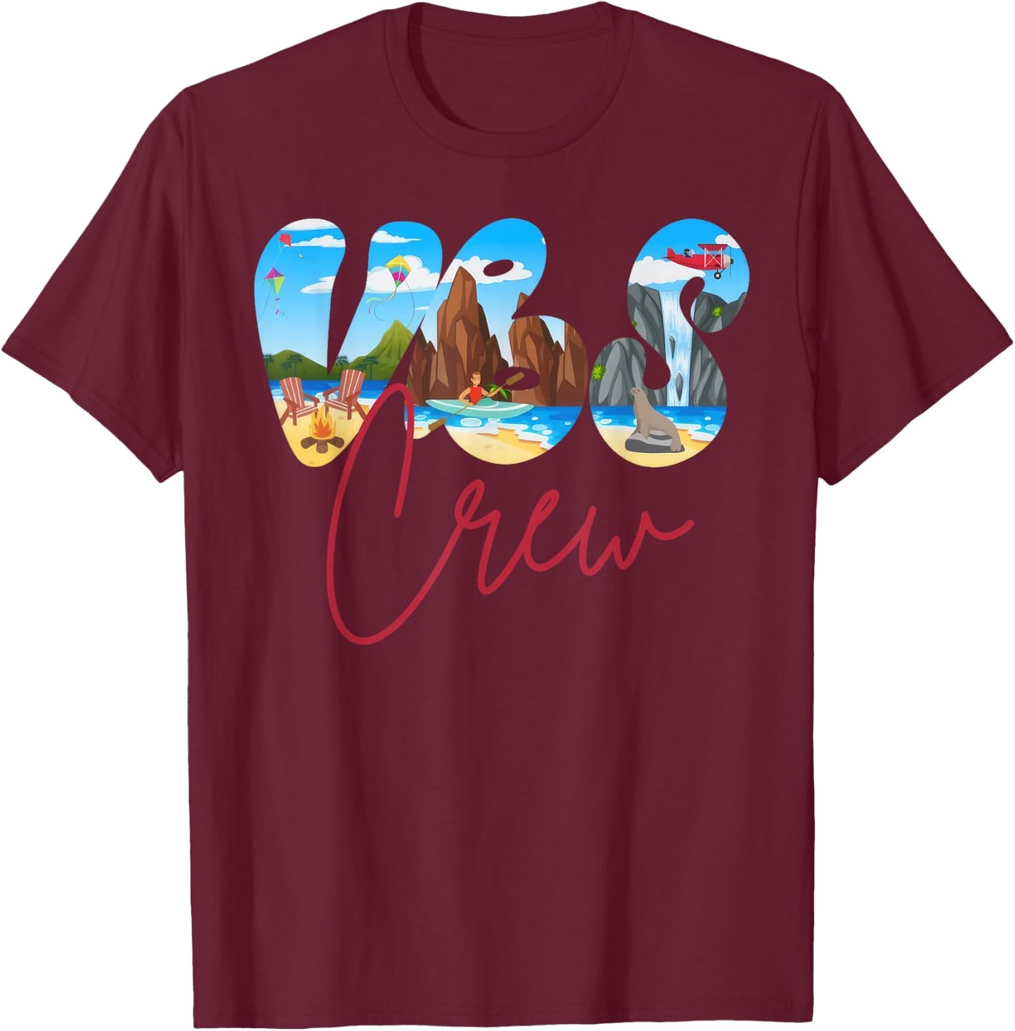 Scuba VBS Crew Breaker Rock Beach VBS 2024 Christian Women Kids T-Shirt - T-Shirt | Maroon